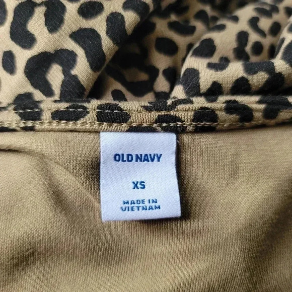 Old Navy Jersey Knit Midi Tie Waste Sheath Dress Leopard Print Stretch XS - Picture 7 of 8
